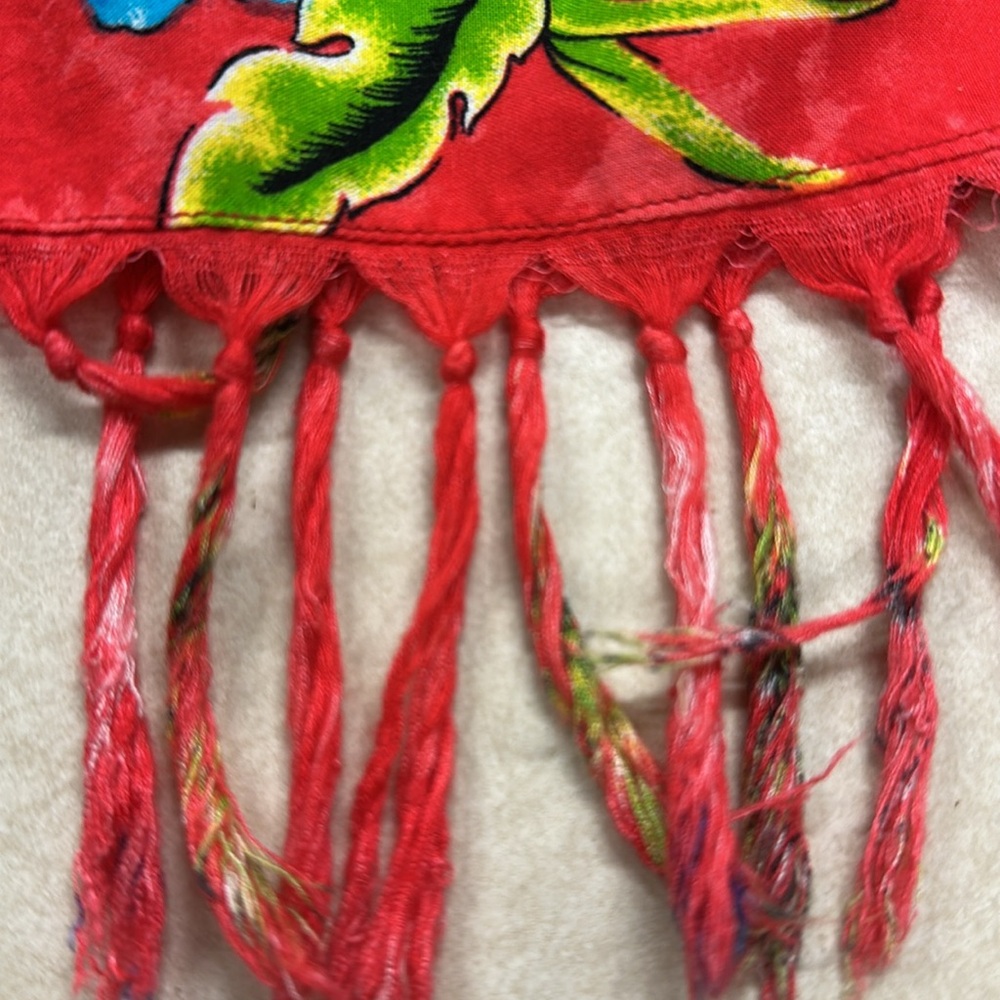 In Gear Red Blue Hawaiian Cover Up Beach Tropical Parrot Shift Dress Medium - Picture 7 of 7